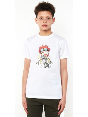 Anime One Piece Baskılı Unisex Çocuk Beyaz T-Shirt