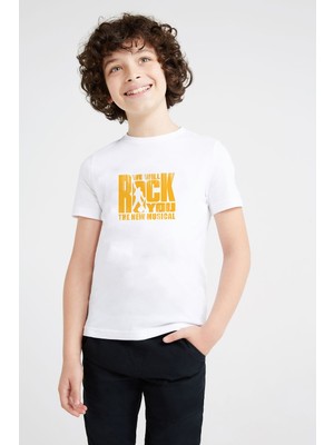 Queen We Will Rock You Baskılı Unisex Çocuk Beyaz T-Shirt