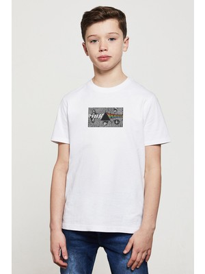 Pink Floyd The Pink Side Baskılı Unisex Çocuk Beyaz T-Shirt