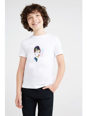 Audrey Hepburn Audrey Hepburn Baskılı Unisex Çocuk Beyaz T-Shirt