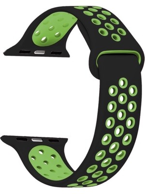  Apsuwa Apple Watch Nike 6 44MM Uyumlu Kordon Ring Çift Renk Spor Saat Kordonu 44/K02--SIYAH-YEŞIL