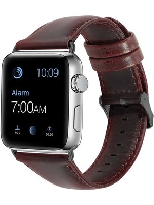  Apsuwa Apple Watch Se 44MM Uyumlu Kordon Luxury Leather Hakiki Deri Saat Kordonu 44/zlu--Mor