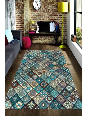 İnka Halı Antibakteriyel Kaymaz Dot Taban Yıkanabilir Dijital Baskı Halı MRC1999