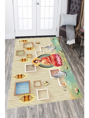 İnka Halı Antibakteriyel Kaymaz Dot Taban Yıkanabilir Dijital Baskı Halı MRC2316