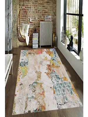 İnka Halı Antibakteriyel Kaymaz Dot Taban Yıkanabilir Dijital Baskı Halı MRC2552