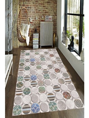 İnka Halı Antibakteriyel Kaymaz Dot Taban Yıkanabilir Dijital Baskı Halı MRC2474