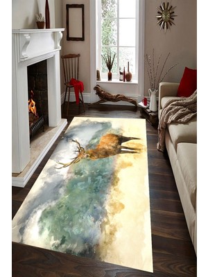 İnka Halı Antibakteriyel Kaymaz Dot Taban Yıkanabilir Dijital Baskı Halı MRC2533