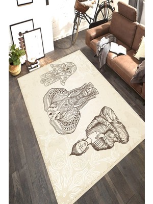 İnka Halı Antibakteriyel Kaymaz Dot Taban Yıkanabilir Dijital Baskı Halı MRC2386