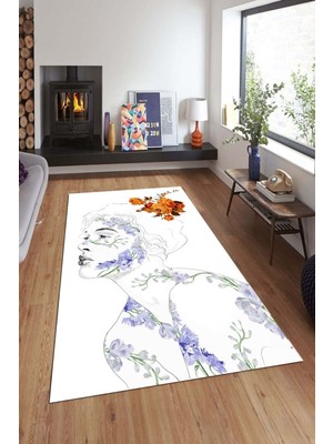 İnka Halı Antibakteriyel Kaymaz Dot Taban Yıkanabilir Dijital Baskı Halı MRC1993