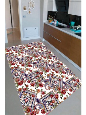 İnka Halı Antibakteriyel Kaymaz Dot Taban Yıkanabilir Dijital Baskı Mutfak Halısı MRC2322