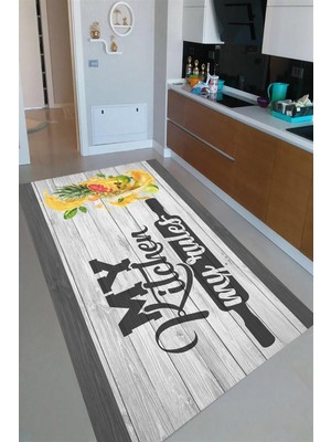 İnka Halı Antibakteriyel Kaymaz Dot Taban Yıkanabilir Dijital Baskı Mutfak Halısı MRC2120