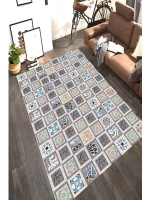 İnka Halı Antibakteriyel Kaymaz Dot Taban Yıkanabilir Dijital Baskı Halı MRC2345