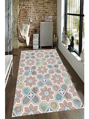 İnka Halı Antibakteriyel Kaymaz Dot Taban Yıkanabilir Dijital Baskı Halı MRC2596