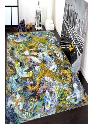 İnka Halı Antibakteriyel Kaymaz Dot Taban Yıkanabilir Dijital Baskı Halı MRC2126