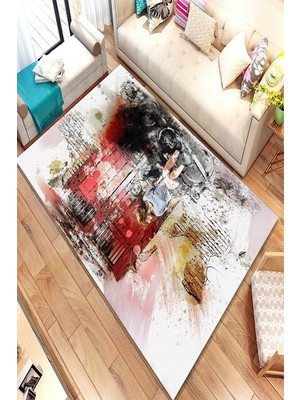 İnka Halı Antibakteriyel Kaymaz Dot Taban Yıkanabilir Dijital Baskı Halı MRC1985