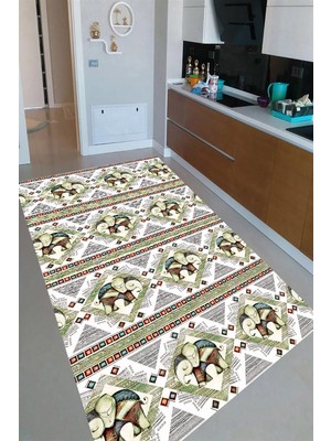İnka Halı Antibakteriyel Kaymaz Dot Taban Yıkanabilir Dijital Baskı Mutfak Halısı MRC2381