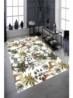 İnka Halı Antibakteriyel Kaymaz Dot Taban Yıkanabilir Dijital Baskı Halı MRC2195