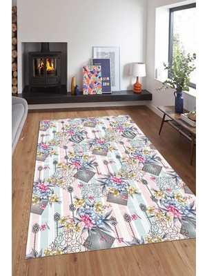 İnka Halı Antibakteriyel Kaymaz Dot Taban Yıkanabilir Dijital Baskı Halı MRC2603