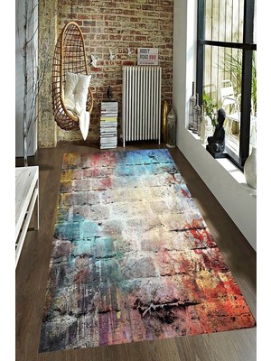 İnka Halı Antibakteriyel Kaymaz Dot Taban Yıkanabilir Dijital Baskı Halı MRC2672