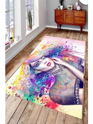 İnka Halı Antibakteriyel Kaymaz Dot Taban Yıkanabilir Dijital Baskı Halı MRC1990