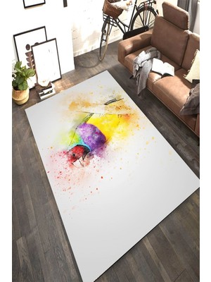 İnka Halı Antibakteriyel Kaymaz Dot Taban Yıkanabilir Dijital Baskı Halı MRC1937