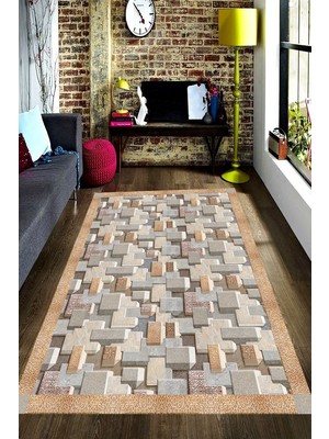 İnka Halı Antibakteriyel Kaymaz Dot Taban Yıkanabilir Dijital Baskı Halı MRC2352