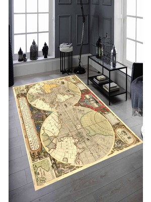 İnka Halı Antibakteriyel Kaymaz Dot Taban Yıkanabilir Dijital Baskı Halı MRC2154