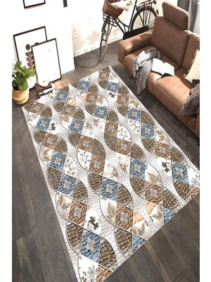 İnka Halı Antibakteriyel Kaymaz Dot Taban Yıkanabilir Dijital Baskı Halı MRC2376