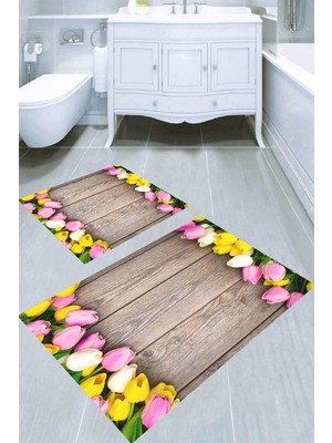 İnka Halı Kaymaz Taban Yıkanabilir 2'li Banyo Paspası (50X60 cm - 60X100 Cm) BRC5231