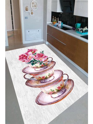İnka Halı Antibakteriyel Kaymaz Dot Taban Yıkanabilir Dijital Baskı Mutfak Halısı MRC2508