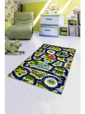 İnka Halı Antibakteriyel Kaymaz Dot Taban Yıkanabilir Dijital Baskı Çocuk Halısı MRC2746