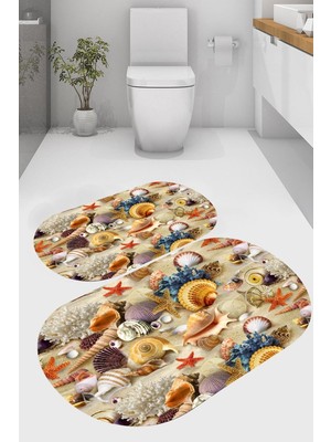 İnka Halı Kaymaz Taban Yıkanabilir 2'li Banyo Paspası (50X60 cm - 60X100 Cm) BRC1652