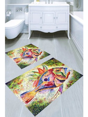 İnka Halı Kaymaz Taban Yıkanabilir 2'li Banyo Paspası (50X60 cm - 60X100 Cm) BRC5120