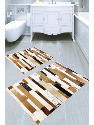 İnka Halı Kaymaz Taban Yıkanabilir 2'li Banyo Paspası (50X60 cm - 60X100 Cm) BRC5134
