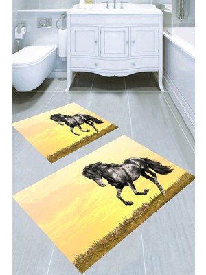 İnka Halı Kaymaz Taban Yıkanabilir 2'li Banyo Paspası (50X60 cm - 60X100 Cm) BRC5216