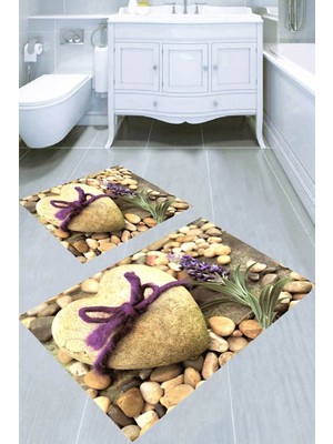 İnka Halı Kaymaz Taban Yıkanabilir 2'li Banyo Paspası (50X60 cm - 60X100 Cm) BRC5185