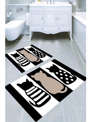 İnka Halı Kaymaz Taban Yıkanabilir 2'li Banyo Paspası (50X60 cm - 60X100 Cm) BRC5257