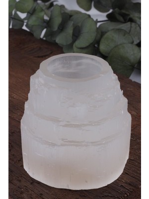 Dünya Doğal Taş Selenit Taşı Doğal Taş Mumluk - KT0437