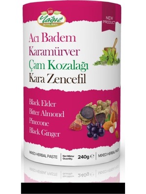 Yağız Acı Badem Karamürver Çam Kozalağı Kara Zencefil Macunu 240 Gram