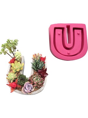 Hobizubi I Love You Beton Saksı Kalıbı  U Harfi Kalıp