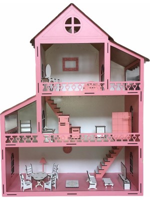 Belinay Montessori Ahşap Oyun Evi 60CM 18 Eşya