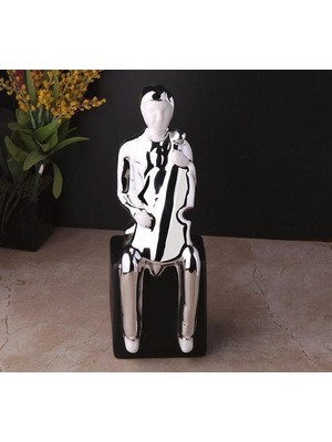 Roy Kıng Dekoratif Parlak Gümüş Obje 10*10*31 cm