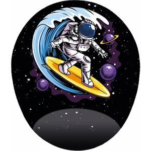 Mağaza Depom Uzayda Sörf Yapan Astronot  Bilek Destekli Oval  Tasarım Mou Mouse Pad
