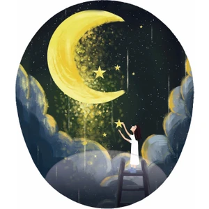 Mağaza Depom Geceye Yıldız Asmak  Oval Bilek Destekli Tasarım Mousepad 20 Mouse Pad