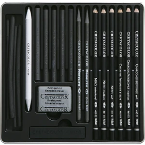 Cretacolor Black Box Charcoal Drawing Set Karakalem Eskiz Çizim Seti Metal Kutu 20 Parça