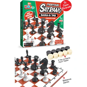 Mor Toys Satranç, Dama, 9 Taş, 3 Oyun 1 Arada, Mukavva Zemin