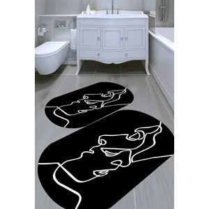 Yüz Çizgi  Desenli Kaymaz Taban Yıkanabilir 2'li Desenli Banyo Paspası (50X60 cm - 60X100 Cm)