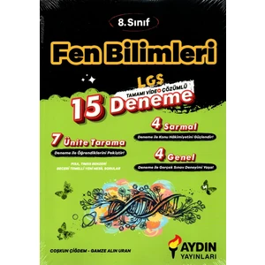 Aydın Yayınları 8. Sınıf LGS Fen Bilimleri 15 Adet Deneme