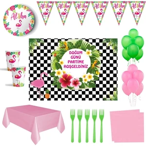 Parti Furyası Flamingo Tema 8 Kişilik Afişli Doğum Günü Parti Seti