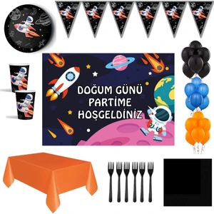 Parti Furyası Uzay Tema 16 Kişilik Afişli Doğum Günü Parti Seti